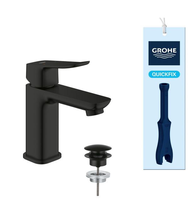 Grohe Grohe QuickFix Dice Black S-size sink mixer, spout length - 106mm, non-return, 1 lever, matte black