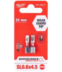 Milwaukee Shockwave Bits, SL0, 6x4, 5x25mm, 2-piece set