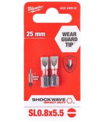 Milwaukee Shockwave Bits, SL0, 8x5, 5x25mm, 2-piece set