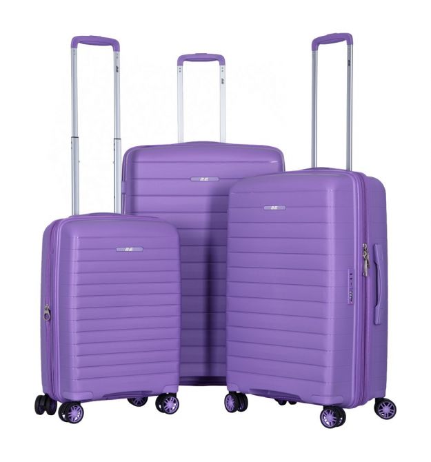 2E Набір валіз 2E, Aero, поліпропілен, (L+M+S),TSA, 4 колеса, EXP, лавандовий