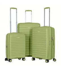 2E Набір валіз 2E, Aero, поліпропілен, (L+M+S),TSA, 4 колеса, EXP, оливково-зелений