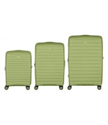2E Набір валіз 2E, Aero, поліпропілен, (L+M+S),TSA, 4 колеса, EXP, оливково-зелений