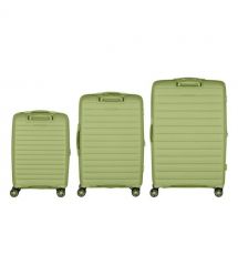 2E Набір валіз 2E, Aero, поліпропілен, (L+M+S),TSA, 4 колеса, EXP, оливково-зелений