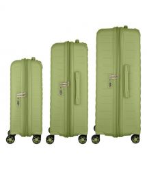 2E Набір валіз 2E, Aero, поліпропілен, (L+M+S),TSA, 4 колеса, EXP, оливково-зелений