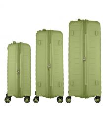 2E Набір валіз 2E, Aero, поліпропілен, (L+M+S),TSA, 4 колеса, EXP, оливково-зелений