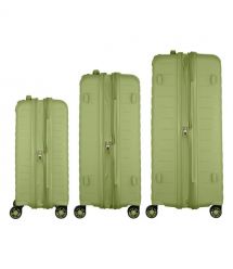 2E Набір валіз 2E, Aero, поліпропілен, (L+M+S),TSA, 4 колеса, EXP, оливково-зелений