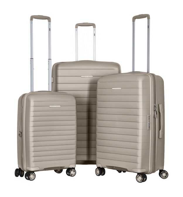 2E Набір валіз 2E, Aero, поліпропілен, (L+M+S),TSA, 4 колеса, EXP, сіро-коричневий