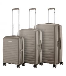 2E Набір валіз 2E, Aero, поліпропілен, (L+M+S),TSA, 4 колеса, EXP, сіро-коричневий