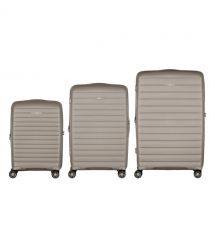 2E Набір валіз 2E, Aero, поліпропілен, (L+M+S),TSA, 4 колеса, EXP, сіро-коричневий