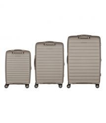 2E Набір валіз 2E, Aero, поліпропілен, (L+M+S),TSA, 4 колеса, EXP, сіро-коричневий