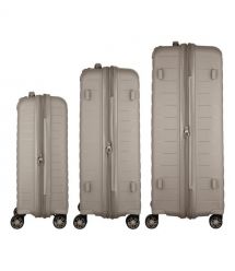 2E Набір валіз 2E, Aero, поліпропілен, (L+M+S),TSA, 4 колеса, EXP, сіро-коричневий