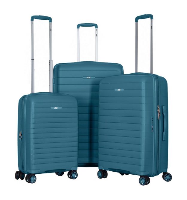 2E Набір валіз 2E, Aero, поліпропілен, (L+M+S),TSA, 4 колеса, EXP, синій