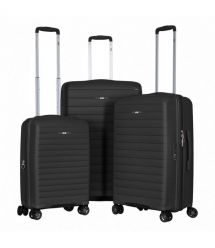 2E Набір валіз 2E, Aero, поліпропілен, (L+M+S),TSA, 4 колеса, EXP, чорний