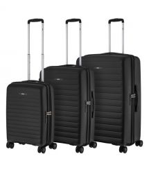 2E Набір валіз 2E, Aero, поліпропілен, (L+M+S),TSA, 4 колеса, EXP, чорний