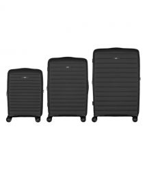 2E Набір валіз 2E, Aero, поліпропілен, (L+M+S),TSA, 4 колеса, EXP, чорний