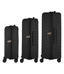 2E Набір валіз 2E, Aero, поліпропілен, (L+M+S),TSA, 4 колеса, EXP, чорний