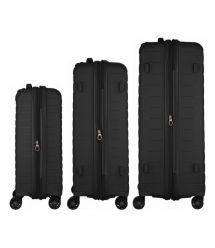 2E Набір валіз 2E, Aero, поліпропілен, (L+M+S),TSA, 4 колеса, EXP, чорний