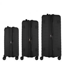 2E Набір валіз 2E, Aero, поліпропілен, (L+M+S),TSA, 4 колеса, EXP, чорний