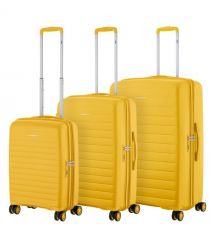 2E Набір валіз 2E, Aero, поліпропілен, (L+M+S),TSA, 4 колеса, EXP, бурштиново-жовтий
