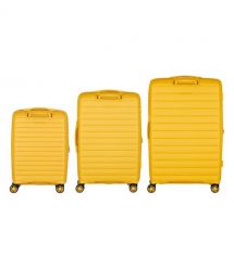 2E Набір валіз 2E, Aero, поліпропілен, (L+M+S),TSA, 4 колеса, EXP, бурштиново-жовтий