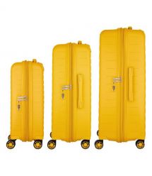 2E Набір валіз 2E, Aero, поліпропілен, (L+M+S),TSA, 4 колеса, EXP, бурштиново-жовтий
