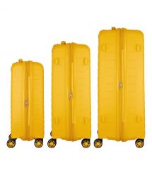 2E Набір валіз 2E, Aero, поліпропілен, (L+M+S),TSA, 4 колеса, EXP, бурштиново-жовтий