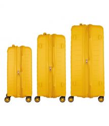 2E Набір валіз 2E, Aero, поліпропілен, (L+M+S),TSA, 4 колеса, EXP, бурштиново-жовтий