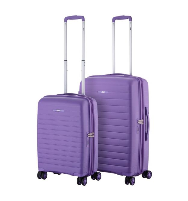2E Набір валіз 2E, Aero, поліпропілен, (M+S),TSA, 4 колеса, EXP, лавандовий