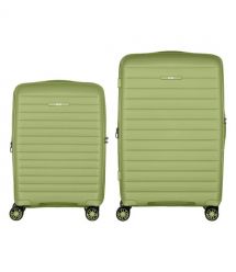 2E Набір валіз 2E, Aero, поліпропілен, (M+S),TSA, 4 колеса, EXP, оливково-зелений