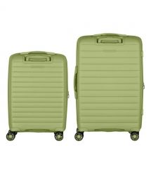 2E Набір валіз 2E, Aero, поліпропілен, (M+S),TSA, 4 колеса, EXP, оливково-зелений