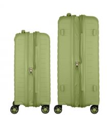 2E Набір валіз 2E, Aero, поліпропілен, (M+S),TSA, 4 колеса, EXP, оливково-зелений