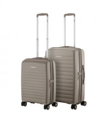 2E Набір валіз 2E, Aero, поліпропілен, (M+S),TSA, 4 колеса, EXP, сіро-коричневий