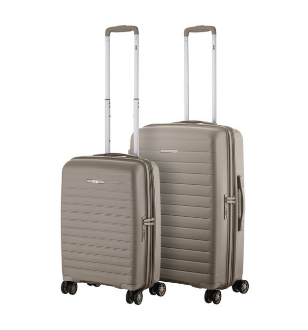 2E Набір валіз 2E, Aero, поліпропілен, (M+S),TSA, 4 колеса, EXP, сіро-коричневий