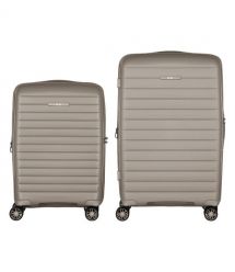 2E Набір валіз 2E, Aero, поліпропілен, (M+S),TSA, 4 колеса, EXP, сіро-коричневий