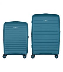 2E Набір валіз 2E, Aero, поліпропілен, (M+S),TSA, 4 колеса, EXP, синій