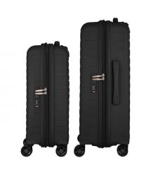 2E Набір валіз 2E, Aero, поліпропілен, (M+S),TSA, 4 колеса, EXP, чорний