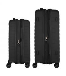 2E Набір валіз 2E, Aero, поліпропілен, (M+S),TSA, 4 колеса, EXP, чорний