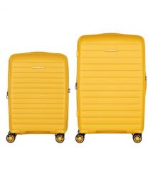 2E Набір валіз 2E, Aero, поліпропілен, (M+S),TSA, 4 колеса, EXP, бурштиново-жовтий