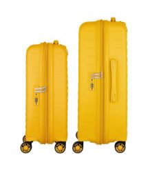 2E Набір валіз 2E, Aero, поліпропілен, (M+S),TSA, 4 колеса, EXP, бурштиново-жовтий