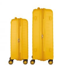 2E Набір валіз 2E, Aero, поліпропілен, (M+S),TSA, 4 колеса, EXP, бурштиново-жовтий
