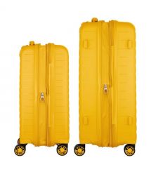 2E Набір валіз 2E, Aero, поліпропілен, (M+S),TSA, 4 колеса, EXP, бурштиново-жовтий
