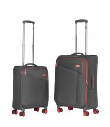 2E Набір валіз 2E, Trek, (M+S), TSA, 4 колеса, + 2 рюкзаки Cabin (2E-BPET-CABIN-BK), поліестр, сірий