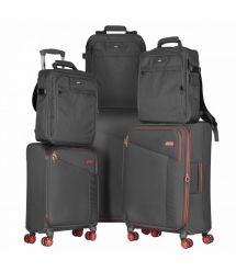 2E Набір валіз 2E, Trek, (L+M+S), TSA, 4 колеса, + 3 рюкзаки Cabin (2E-BPET-CABIN-BK), поліестр, сірий