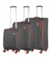 2E Набір валіз 2E, Trek, (L+M+S), TSA, 4 колеса, + 3 рюкзаки Cabin (2E-BPET-CABIN-BK), поліестр, сірий