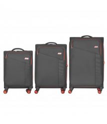 2E Набір валіз 2E, Trek, (L+M+S), TSA, 4 колеса, + 3 рюкзаки Cabin (2E-BPET-CABIN-BK), поліестр, сірий