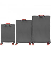 2E Набір валіз 2E, Trek, (L+M+S), TSA, 4 колеса, + 3 рюкзаки Cabin (2E-BPET-CABIN-BK), поліестр, сірий