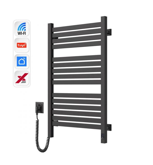Navin Полотенцесушитель электрический Авангард Х, 800х480х71мм, Wi-Fi, сталь, черный муар, левое подключение