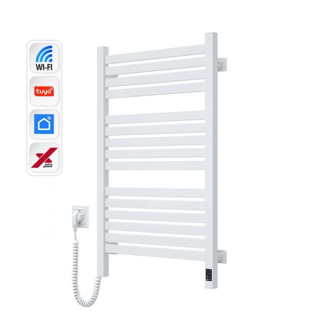 Navin Полотенцесушитель электрический Авангард Х, 800х480х71мм, Wi-Fi, сталь, белый, левое подключение