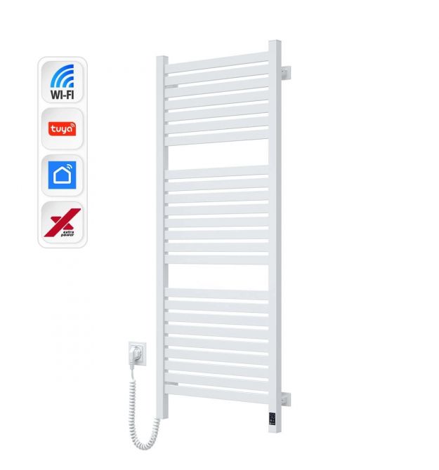 Navin Полотенцесушитель электрический Авангард Х, 1200х480х71мм, Wi-Fi, сталь, белый, левое подключение