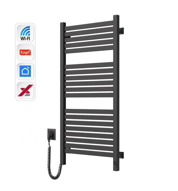 Navin Полотенцесушитель электрический Авангард Х, 1000х480х71мм, Wi-Fi, сталь, черный муар, левое подключение